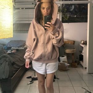 Popflex Zip up cloud hoodie in blush
